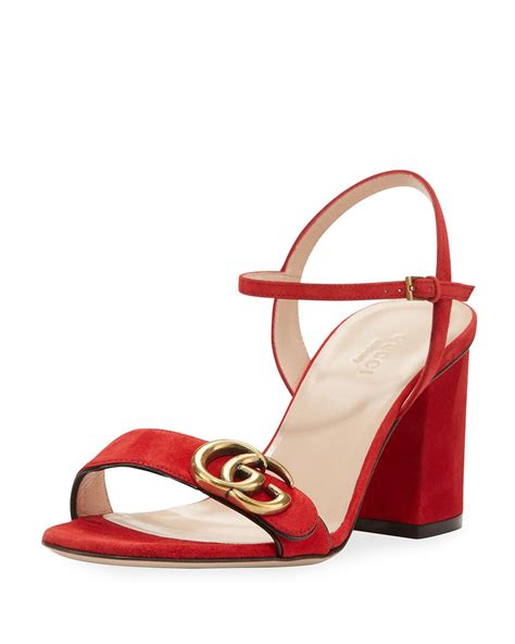 gucci marmont red shoes|Gucci Marmont shoes mid heel.